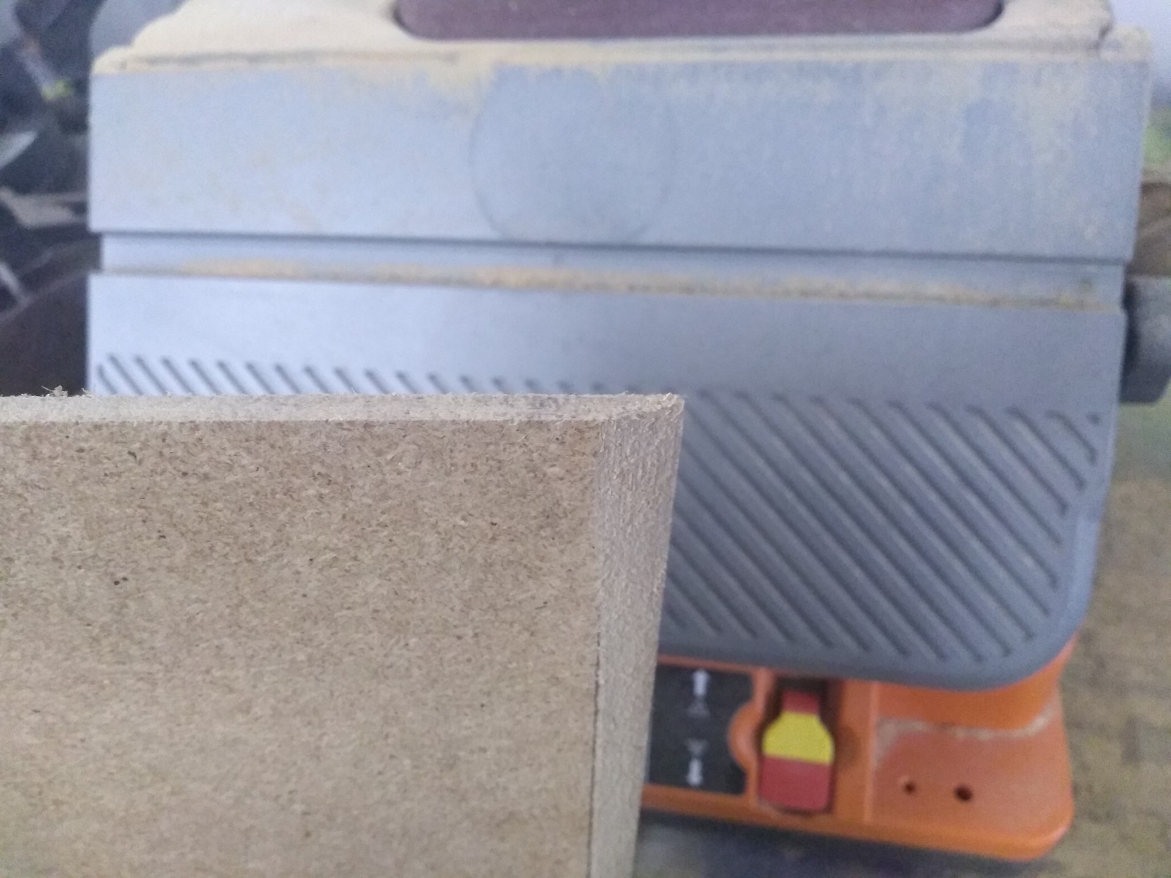 Corner of the board, showing an angled edge.